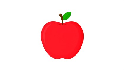 Obraz premium Digital illustration of a ripe red apple with a green leaf and stem