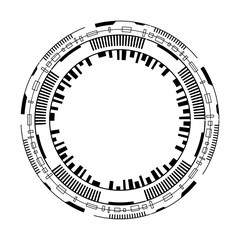 Intricate black and white futuristic circle frame design, perfect for tech and innovation themes and backgrounds. © Богдан Скрипник