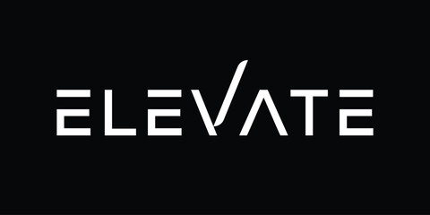 Elevate Text Logo, San Serif Font Typography Design Vector Template