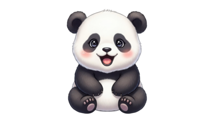 Cute happy baby panda cartoon illustration isolated PNG with Transparent Background