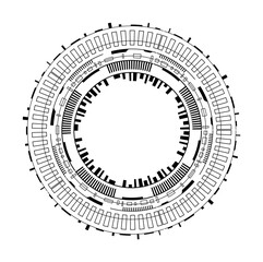 Intricate futuristic circle frame with detailed geometric patterns, ideal for digital art projects and modern design.