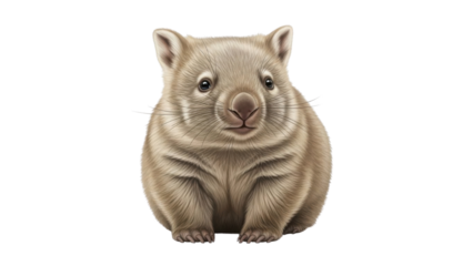 Realistic Illustration of a Cute Australian Wombat isolated PNG with Transparent Background