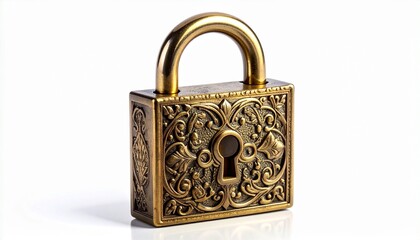 Vintage brass padlock with floral engravings evokes antique charm, craftsmanship detail, and decorative security symbolism
