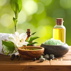 Spa scene with natural elements