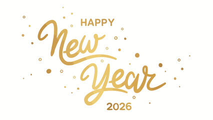 Happy New Year 2026 Greeting with Golden Confetti and Bubbles - Festive Illustration