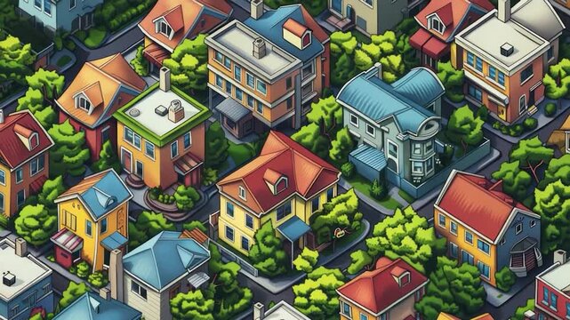 Video Row of adjacent homes, suburban community, residential area