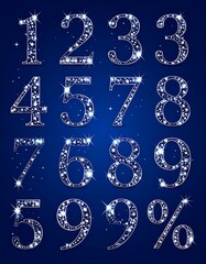 Sparkling numbers set on a dark blue background
