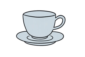 Obraz premium White teacup illustration on a saucer, representing coffee, tea, or any hot drink, with a transparent background