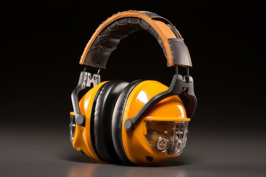 Modern hearing protection ear muffs with integrated flashlight providing safety and visibility in noisy environments