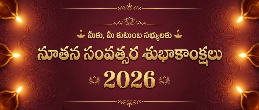 New year poster in telugu, telugu new year wishes
