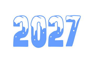 2027 text. New year 2027 minimalist. Happy new year. design template for new year celebration. 2027 calendar.
