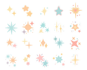 Star galaxy set in scandinavian style sparkle cosmic shapes with various celestial forms created for your creative astronomical illustration decorative design projects