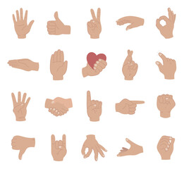 Gesture communication hand sign set in scandinavian style illustrating diverse meaningful human signals shown across various everyday contexts enhancing design projects