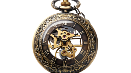 Antique Skeleton Pocket Watch Open Mechanism