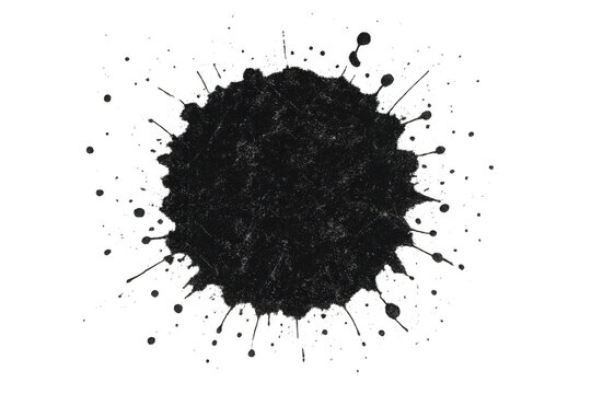 Black ink splattering creating a grunge abstract paint blot isolated on a transparent background for artistic designs - Powered by Adobe