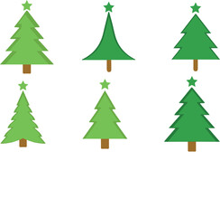 Fototapeta premium Vector Christmas Trees Set | Festive Holiday Season Designs with Stars