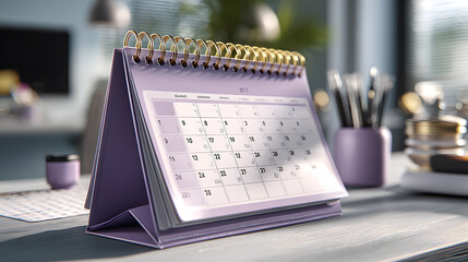 desk calendar planner purple organizer monthly schedule time management office stationery