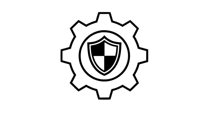 Gear safety graphic mark black white icon 