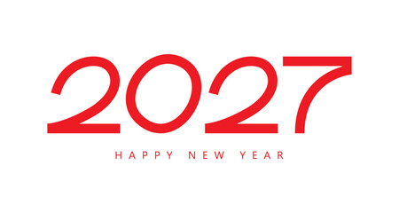 2027 Happy New Year logo text design. 2027 number design template. Vector illustration.