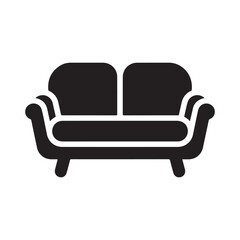 Minimalist Sofa Icon &ndash; Couch Furniture Symbol for Living Room, Interior Design, Home Decor, and Furniture Branding.