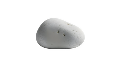 Smooth white pebble stone with natural texture isolated on transparent background