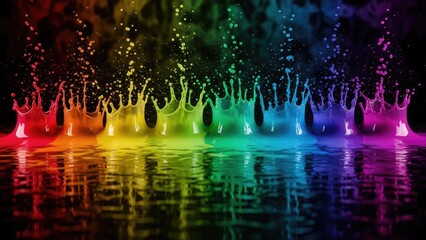 Fototapeta premium Vibrant rainbow paint splashes creating dynamic colorful effect