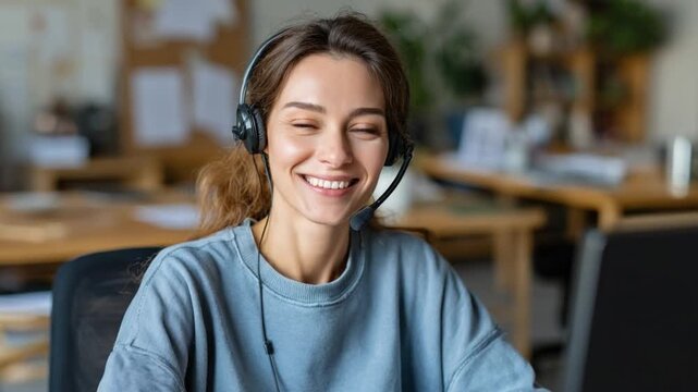 Cheerful Customer Service Professional: A warm and inviting customer service representative, radiating positivity and expertise while handling calls, embodying professional approach