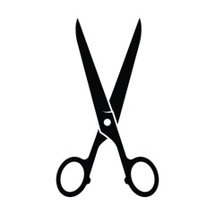 Black silhouette icon of open scissors on white background