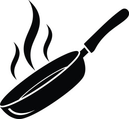 Hot frying pan icon black silhouette