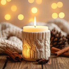 christmas candle and cinnamon