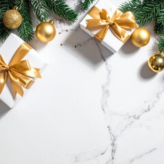 christmas background with gift box and fir branches