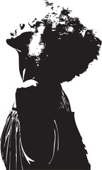 Dreamy Upward Gaze: Abstract Silhouette Profile of a Woman, High Contrast Vector Art for Inspiration & Hope