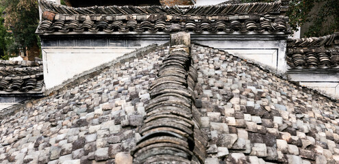 Chinese roof with stone plates