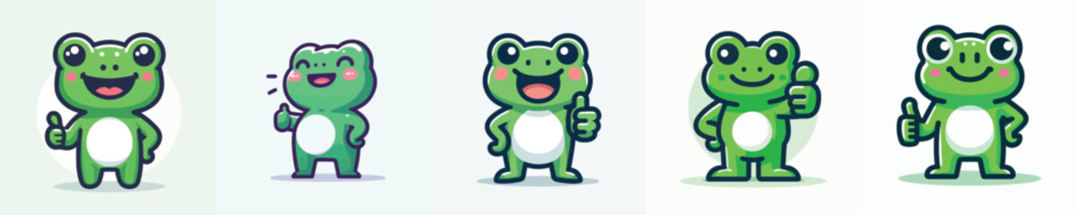 Obraz premium cute frog vector giving thumbs up