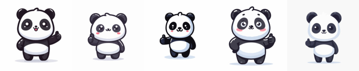 cute panda vector giving thumbs up