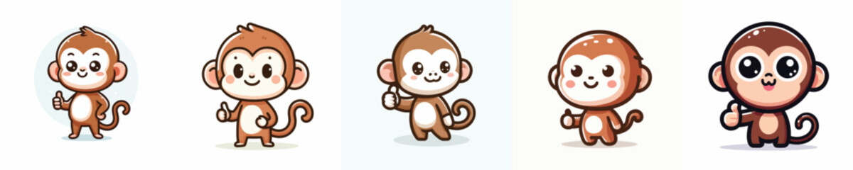 cute monkey vector giving thumbs up