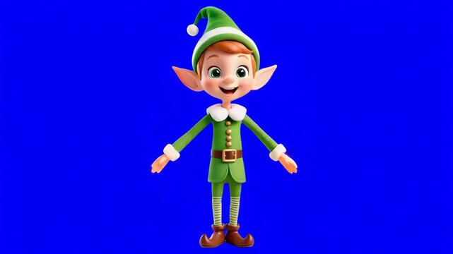Animated elf character dances energetically, displaying cheerful expressions and lively gestures, creating a joyful atmosphere filled with festive energy and excitement