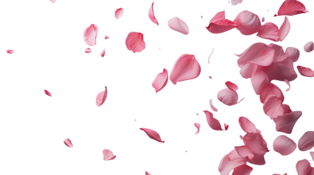 Floating pink rose petals with soft textures on a white background - Powered by Adobe