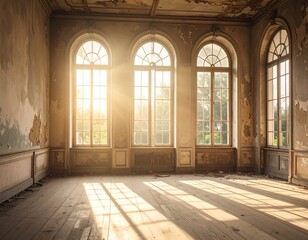 Sun-drenched, abandoned room
