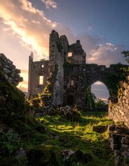 Sun-drenched ruins of a crumbling castle