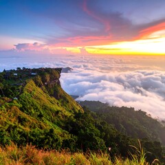 Sunrise over a mountaintop landscape