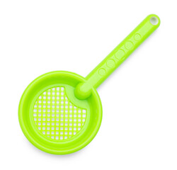 Plastic sifter isolated on white, top view. Children's beach toy © New Africa