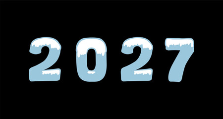 Happy new year 2027. Design for calendar, cover, card and media post. 2027 new year logo.