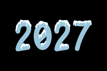 Happy new year 2027. Design for calendar, cover, card and media post. 2027 new year logo.