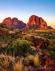 Sunrise over red rock formations