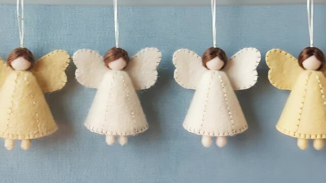 Handmade Felt Christmas Ornament - Cute Angel Decoration for Holiday Season, Crafting, Festive Decor, Children's Gift.