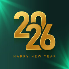 Happy new year 2026 Celebration. 3D Shiny gold realistic numbers isolated holiday greeting background.