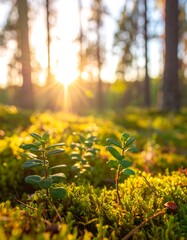 Sunlight filtering through forest
