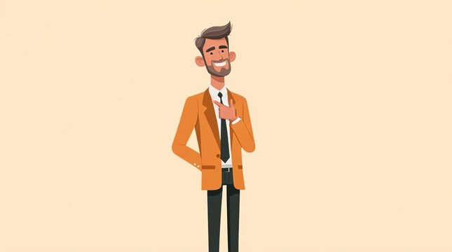 Clean modern animated character in business attire with idle breathing and subtle arm movement, designed for corporate explainer videos, presentations and professional brand communication.
