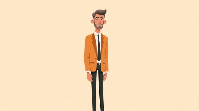 Clean modern animated character in business attire with idle breathing and subtle arm movement, designed for corporate explainer videos, presentations and professional brand communication.
